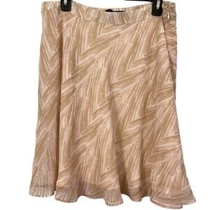 BCBG Paris Womens Tan Side Zip Flare Flutter Fairy Chiffon Knee Length Skirt 10